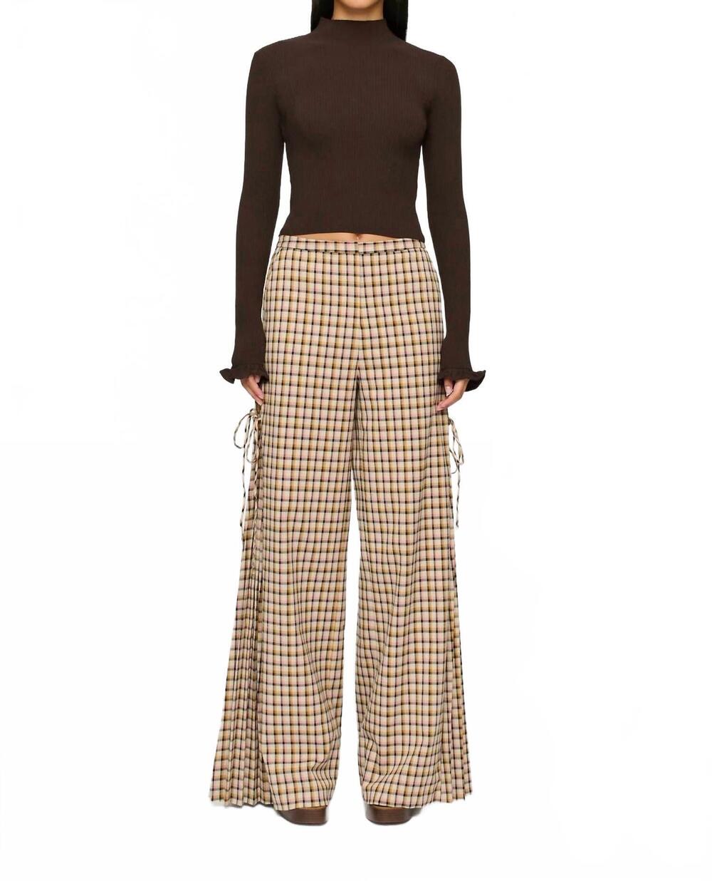 NEW CLEA alina ruffle hem shirt in chocolate